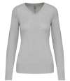 KB966 Womens' V Neck Jumper Grey melange colour image